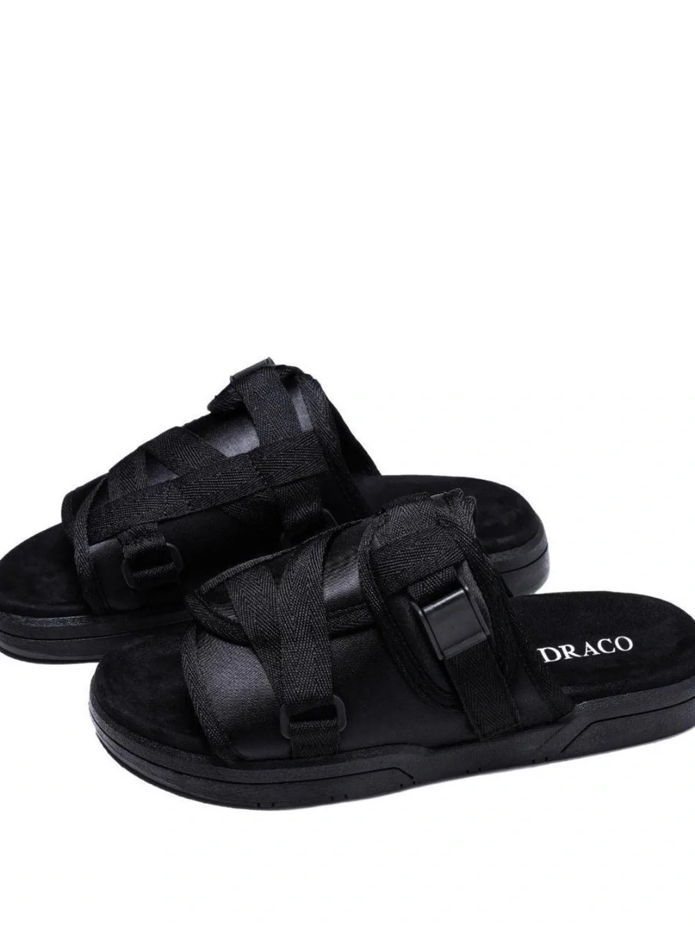 Draco Black Sandals Size 7/8 Adjustable Woven Straps